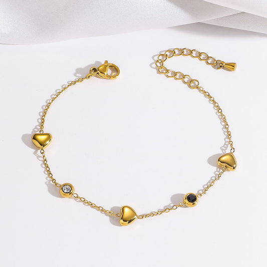 Heart & Crystal Station Bracelet