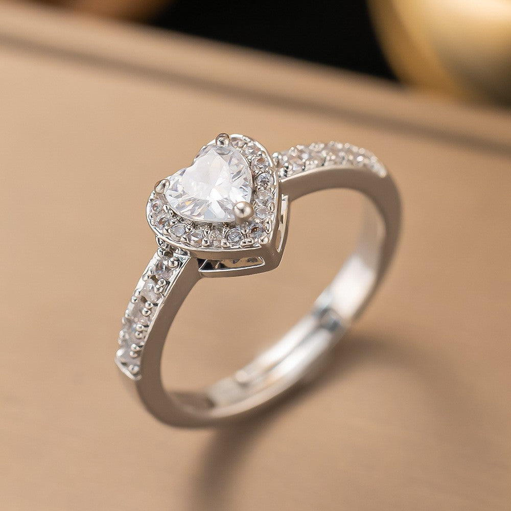 Clear Heart Halo Ring
