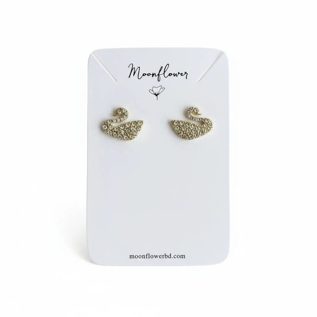 Golden Swan Stud Earrings - Moonflower