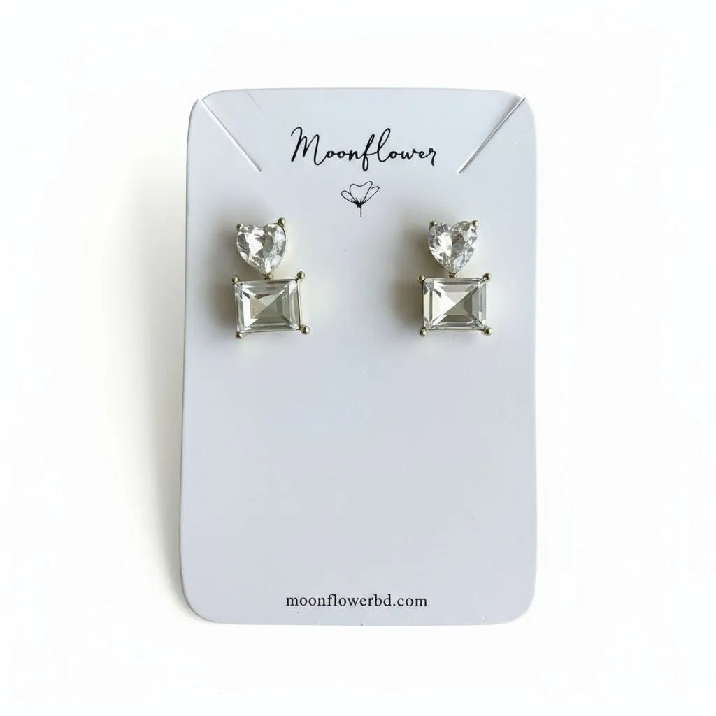 Heart & Square Drop Earrings - Moonflower