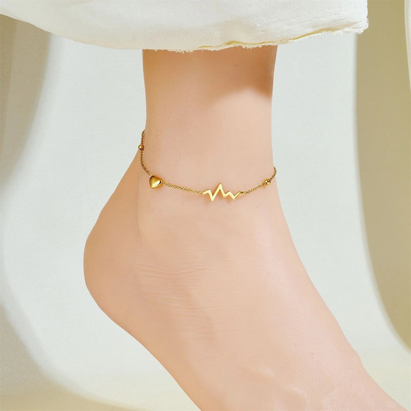 Heartbeat Chain Anklet - Moonflower