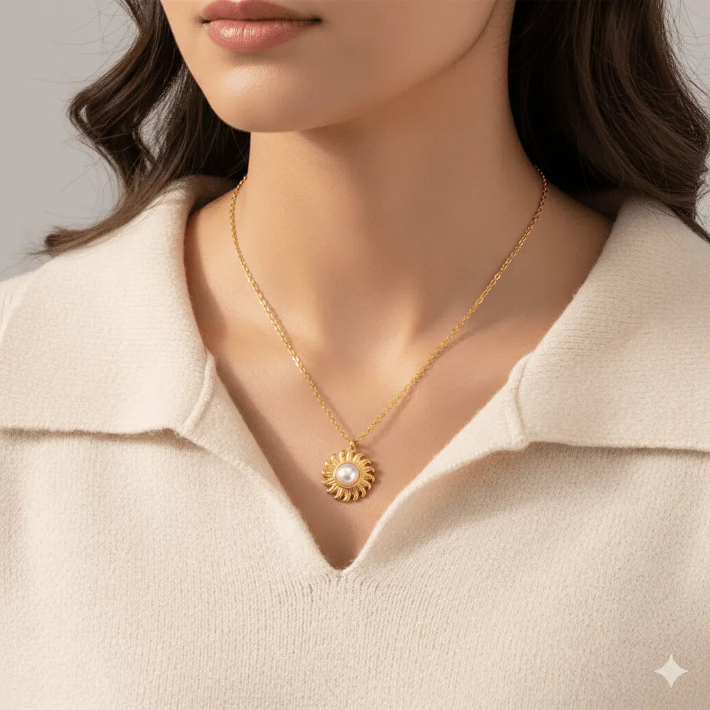 Pearl Sunflower Necklace - Moonflower