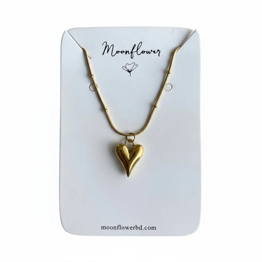 Puffed Heart Necklace - Moonflower