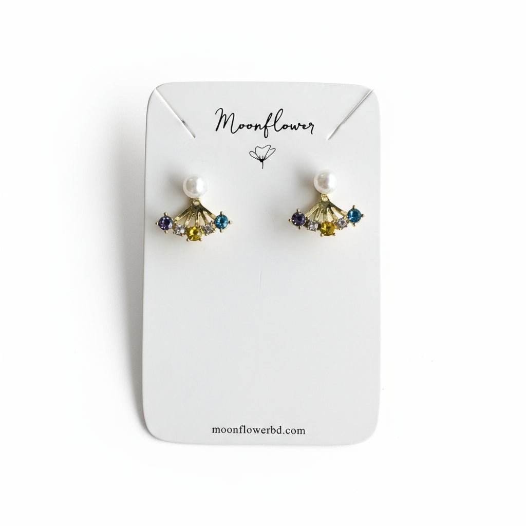 Rainbow Crystal Cluster Earrings - Moonflower