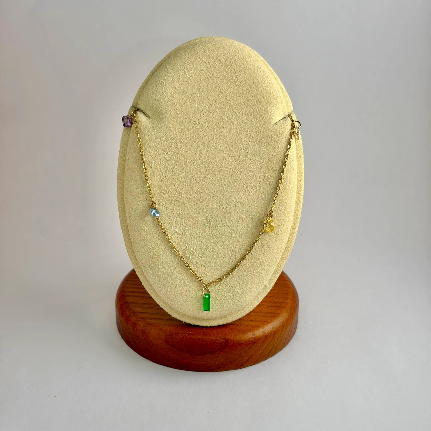 Rainbow Gemstone Charm Necklace - Moonflower