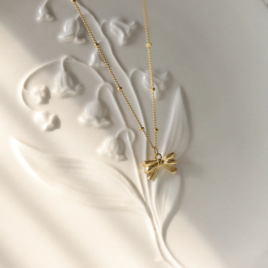 Ribbon Bow Pendant Necklace