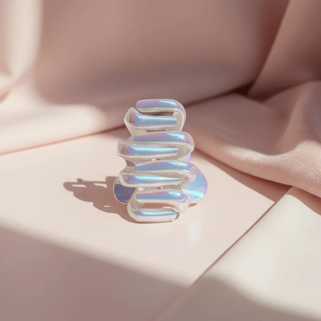 Small Spiral Iridescent Hair Claw Clip - Moonflower