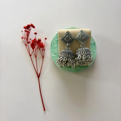 Oxidized Silver Jhumkas