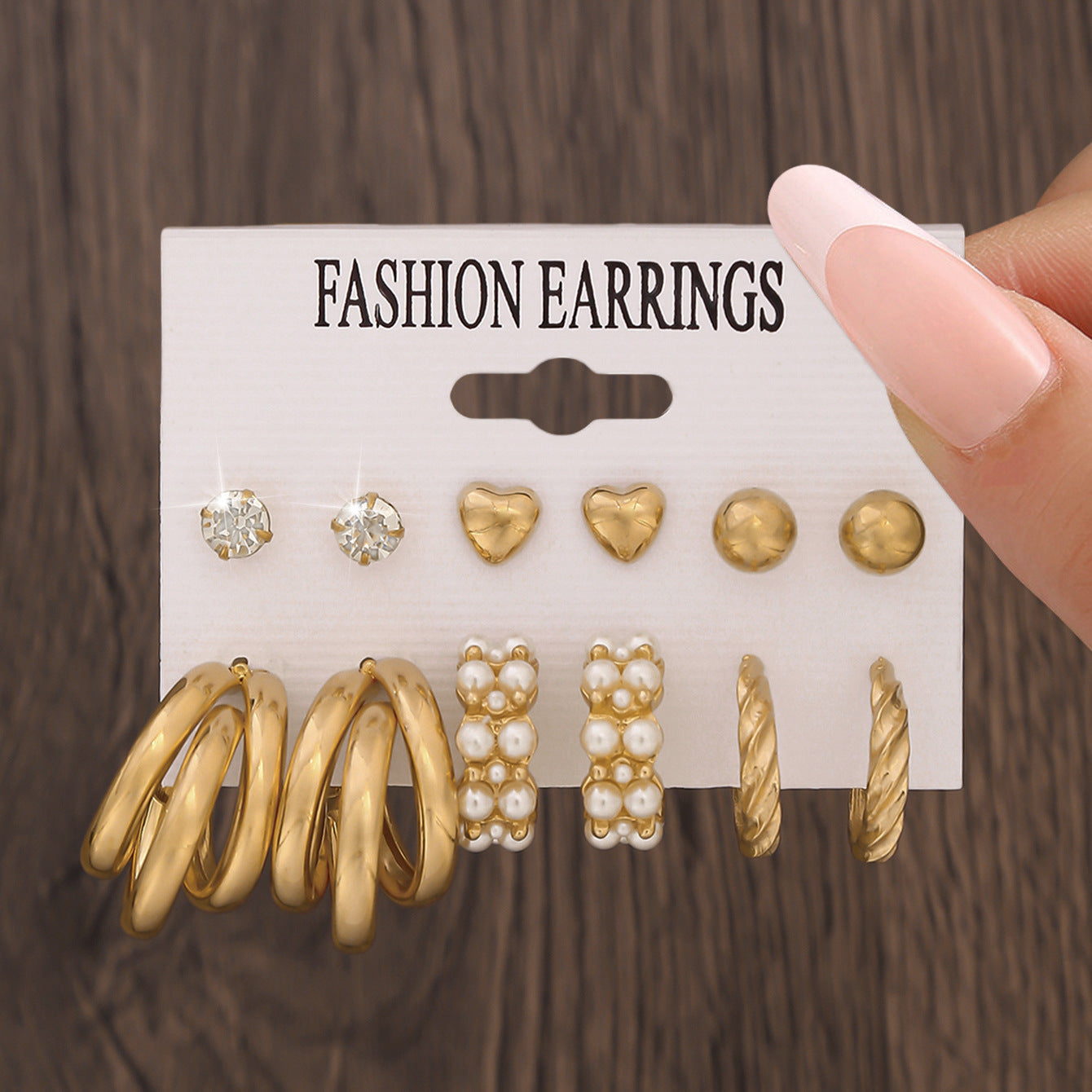 6 Pair Pearl & Twist Earring Set