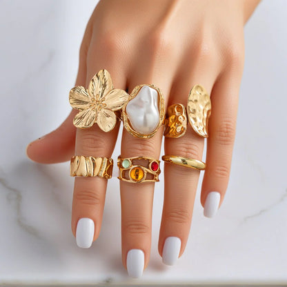 6 Piece Sunlit Flora Stack Ring Set