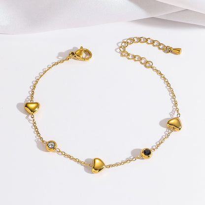 Heart & Crystal Station Bracelet