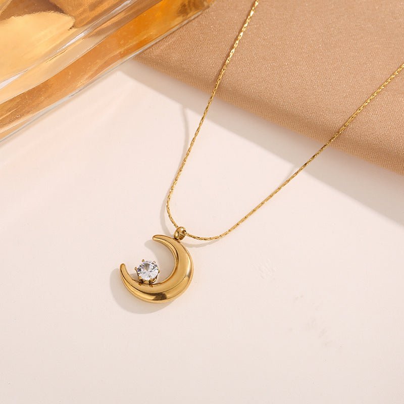 Celestial Crescent Moon Necklace - Moonflower