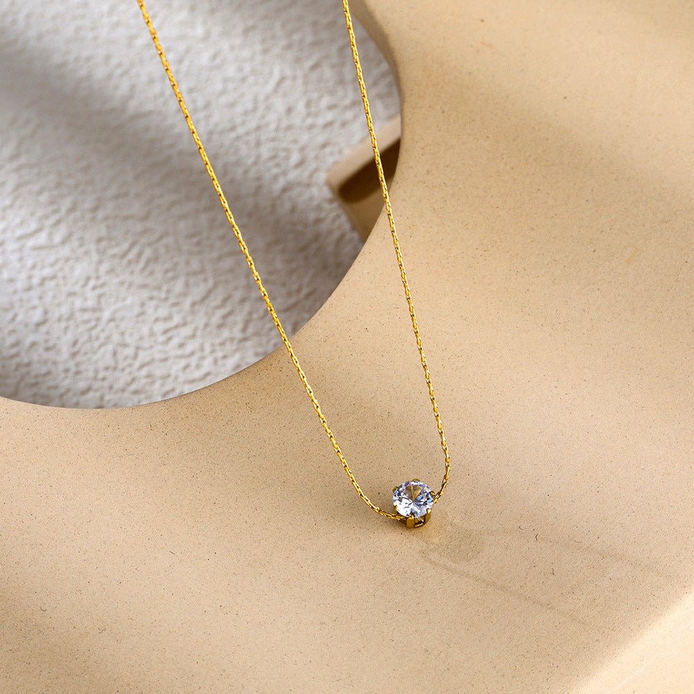 Classic Solitaire Crystal Necklace - Moonflower