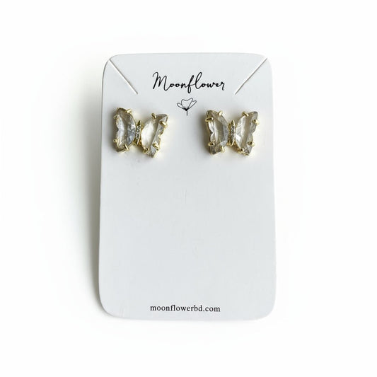 Clear Butterfly Stud Earrings - Moonflower