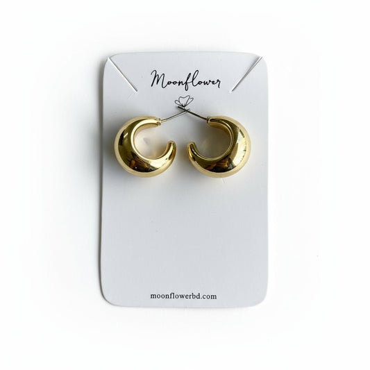 Crescent Moon Gold Hoop Earrings - Moonflower