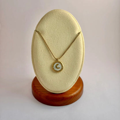 Crescent Moon Medallion Necklace - Moonflower
