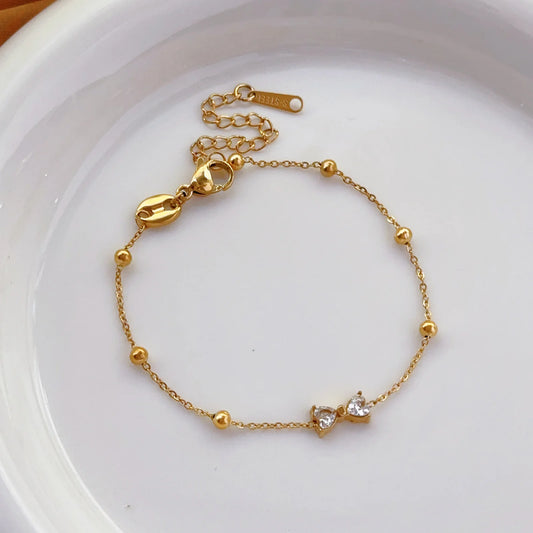Crystal Bow Beaded Anklet