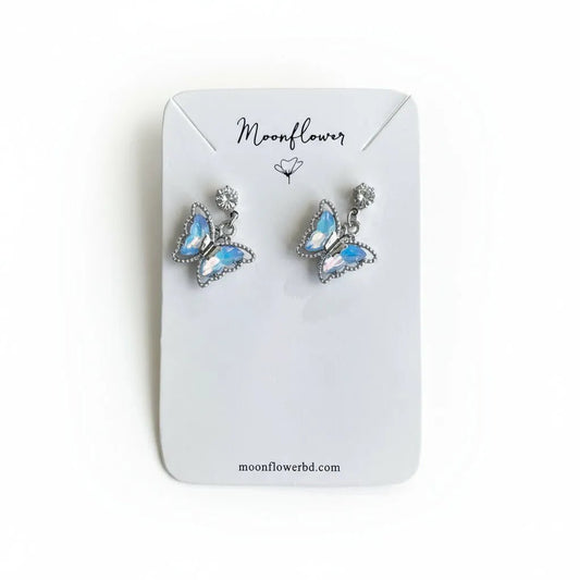 Ethereal Blue Butterfly Drop Earrings - Moonflower