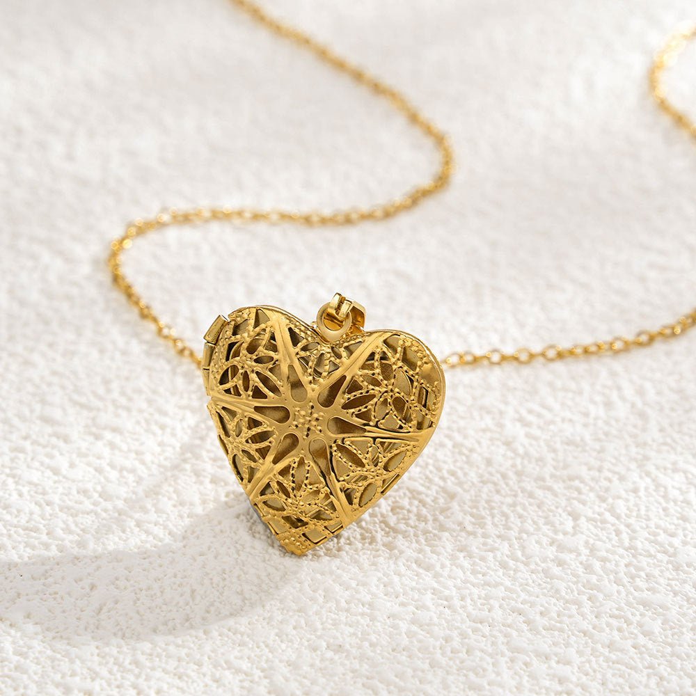 Filigree Heart Locket Necklace - Moonflower