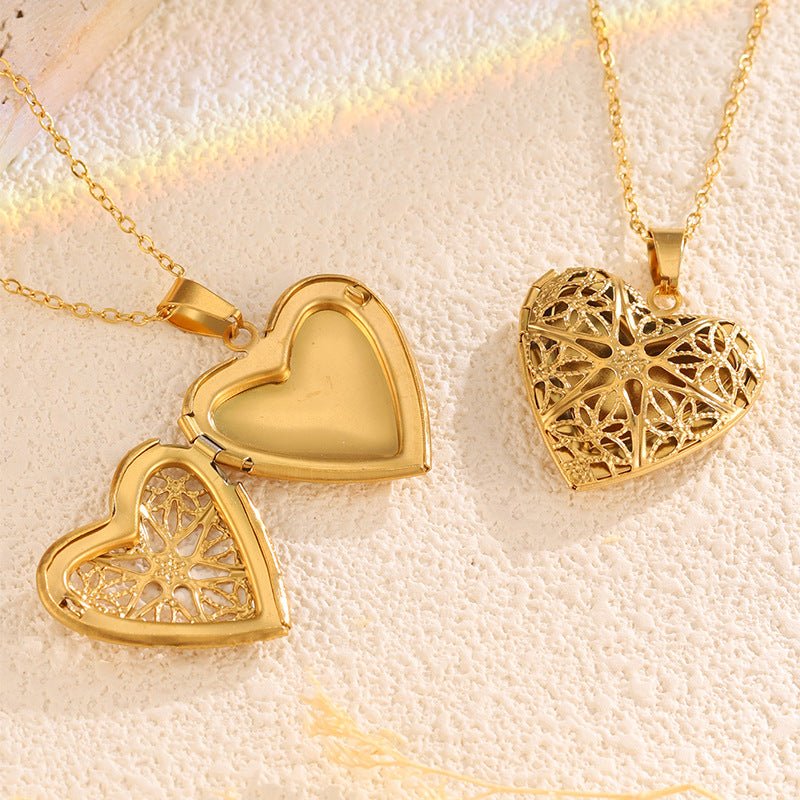 Filigree Heart Locket Necklace - Moonflower