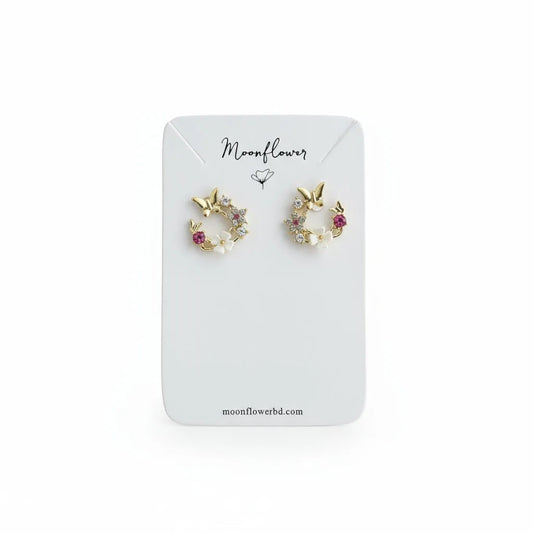 Floral Wreath Butterfly Earrings - Moonflower