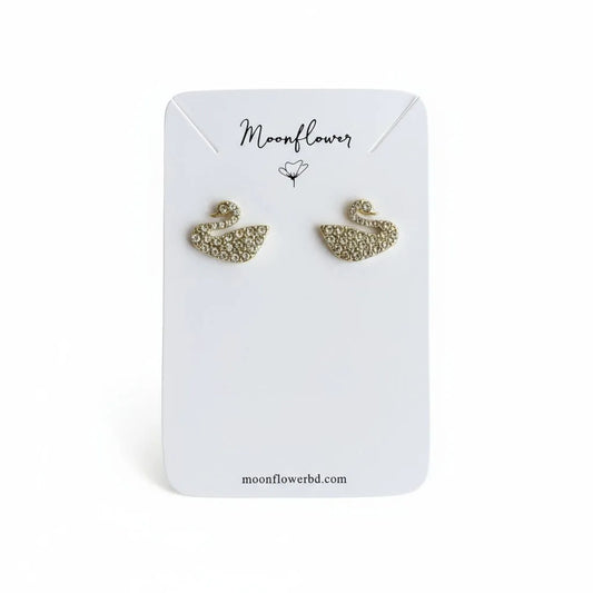 Golden Swan Stud Earrings - Moonflower