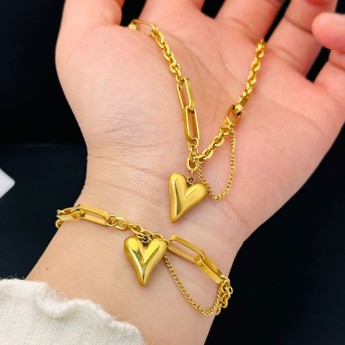 Heart Charm Link Bracelet