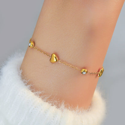 Heart & Crystal Station Bracelet