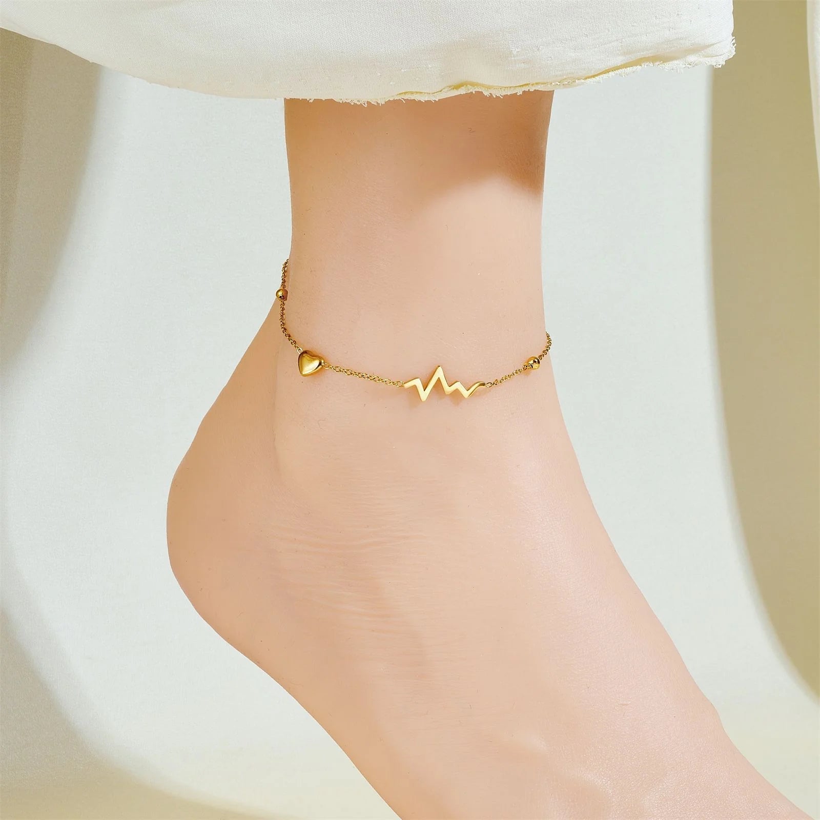 Heartbeat Chain Anklet - Moonflower