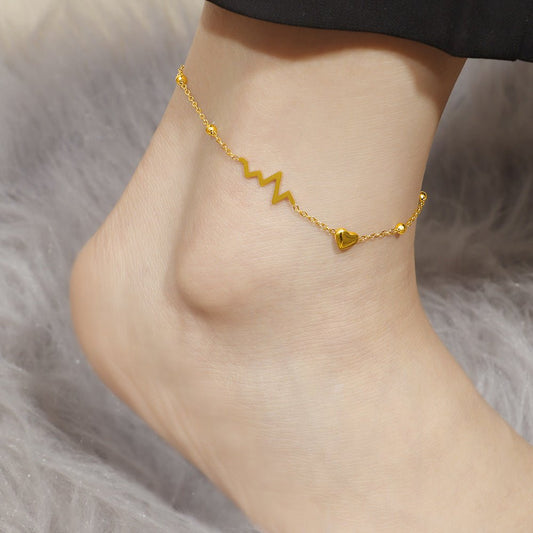 Heartbeat Chain Anklet - Moonflower