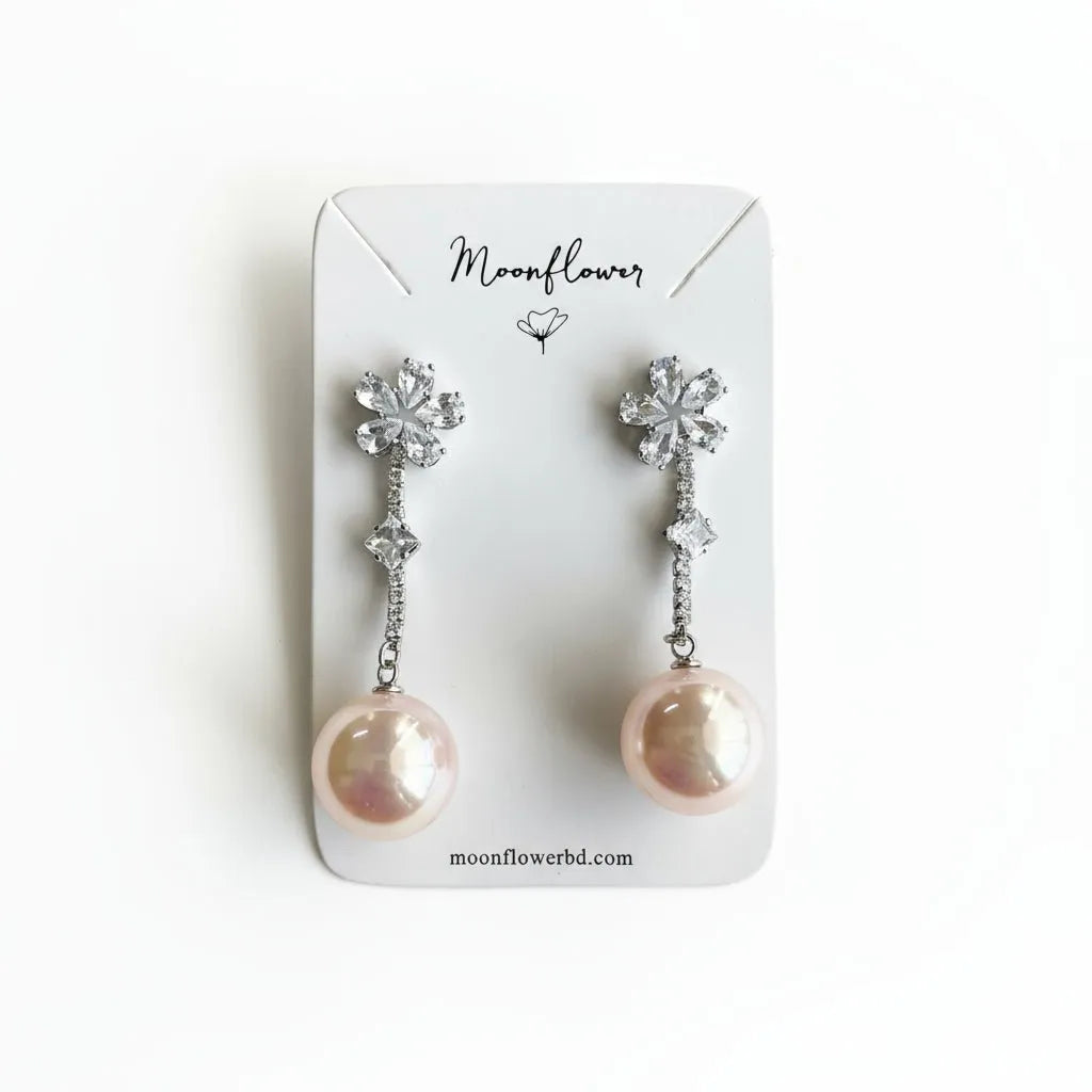Iridescent Bloom Drop Earrings - Moonflower