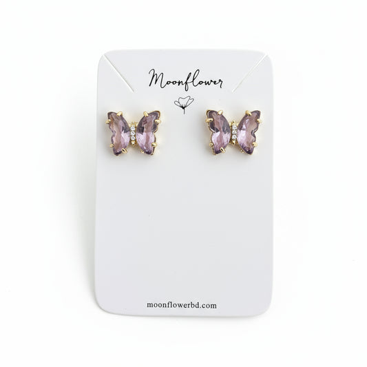 Lavender Butterfly Stud Earrings