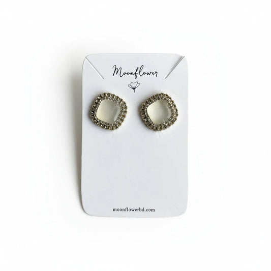Moonstone Square Earrings - Moonflower