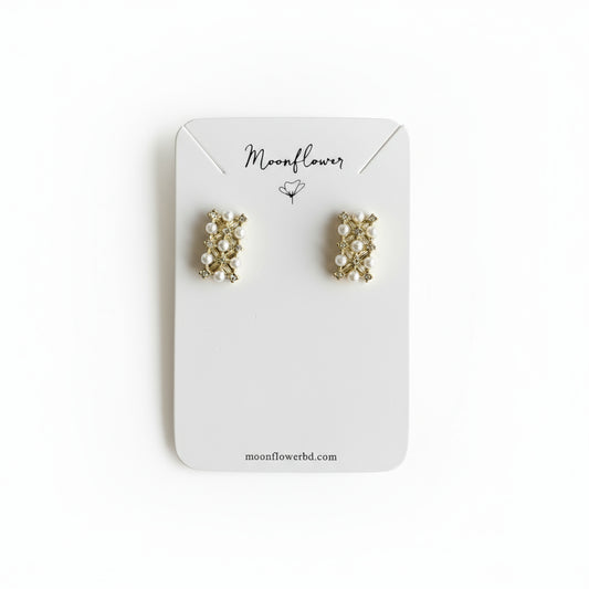 Pearl & Gold Accent Stud Earrings