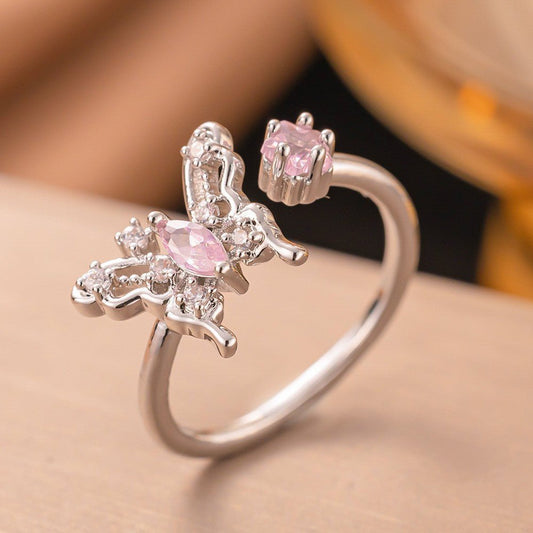 Pink Butterfly Wrap Ring - Moonflower