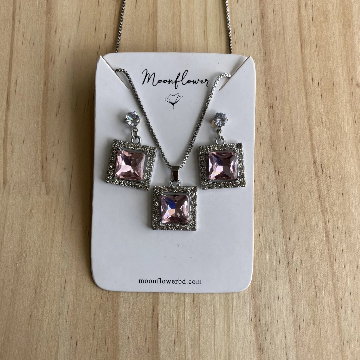 Pink Crystal Jewelry Set - Moonflower