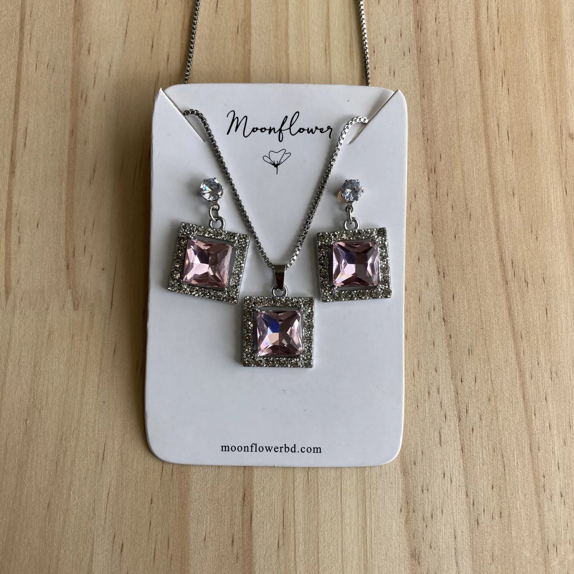 Pink Crystal Jewelry Set - Moonflower