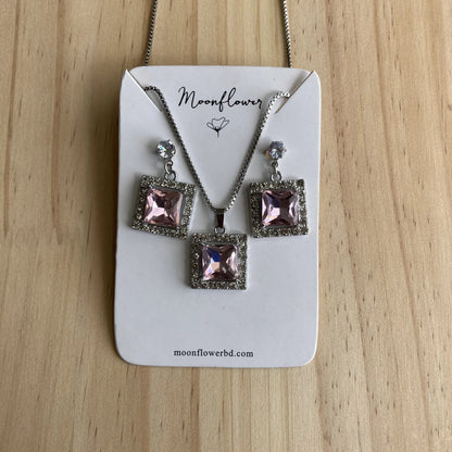 Pink Crystal Jewelry Set - Moonflower
