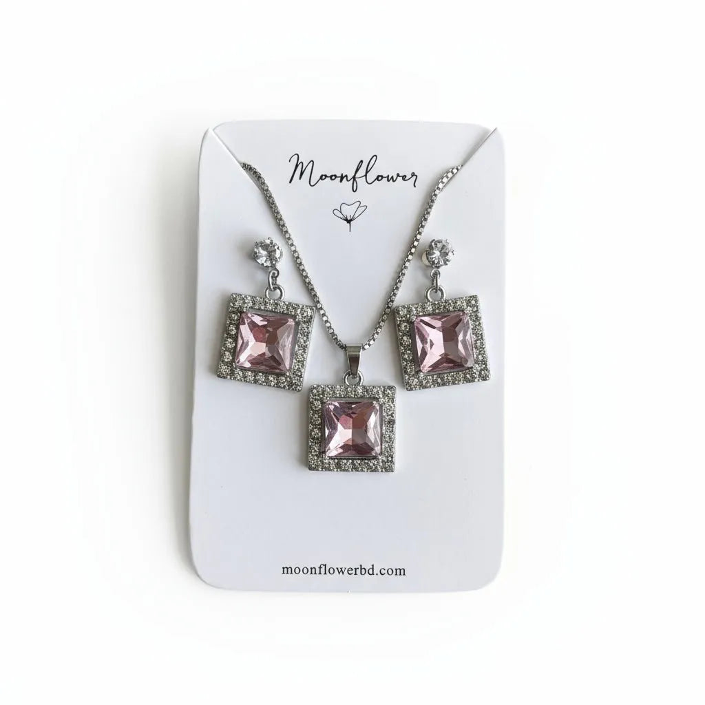 Pink Crystal Jewelry Set - Moonflower