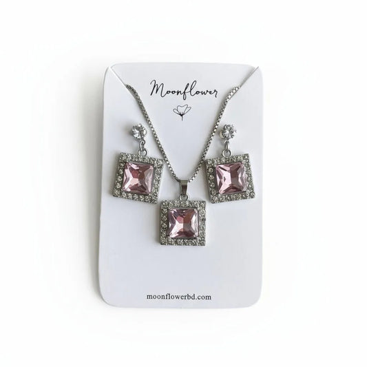 Pink Crystal Jewelry Set - Moonflower