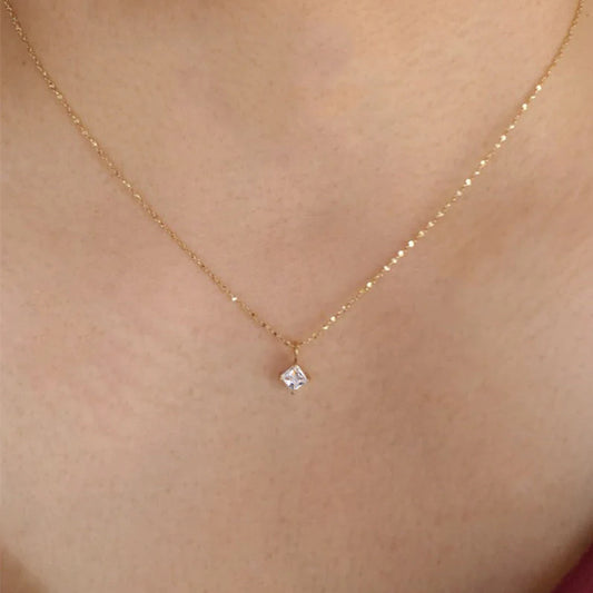Princess Cut Crystal Pendant Necklace
