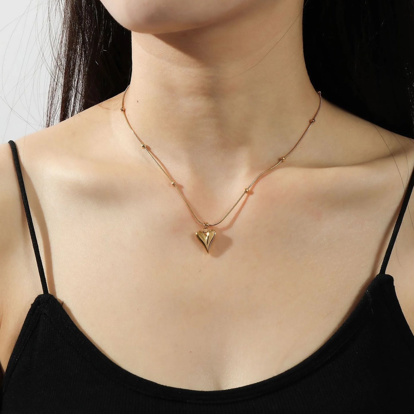 Puffed Heart Necklace - Moonflower