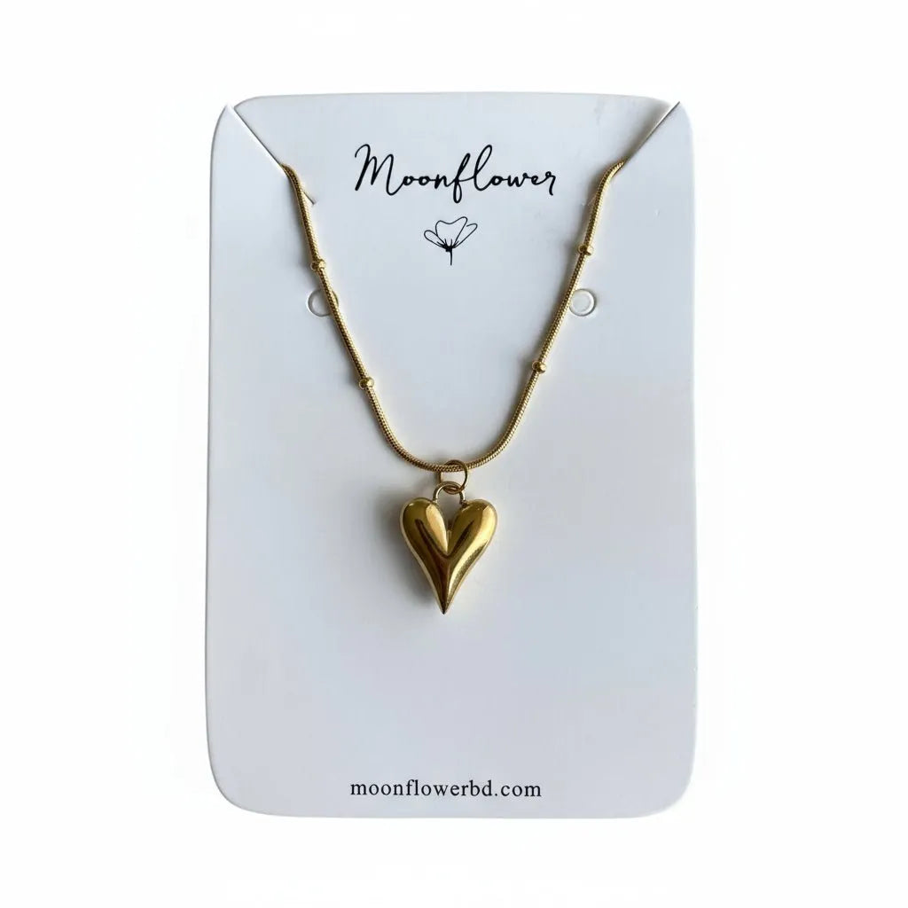 Puffed Heart Necklace - Moonflower
