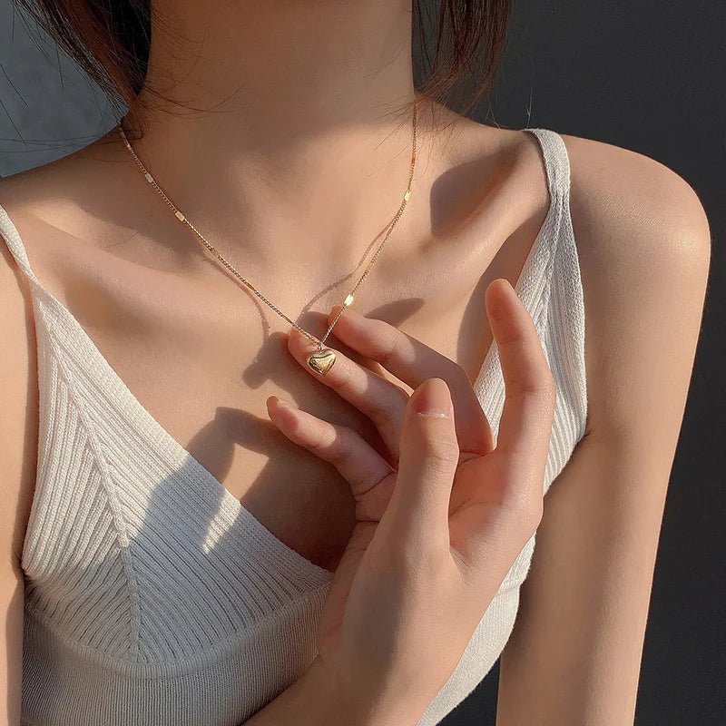 Puffed Heart Pendant Necklace - Moonflower