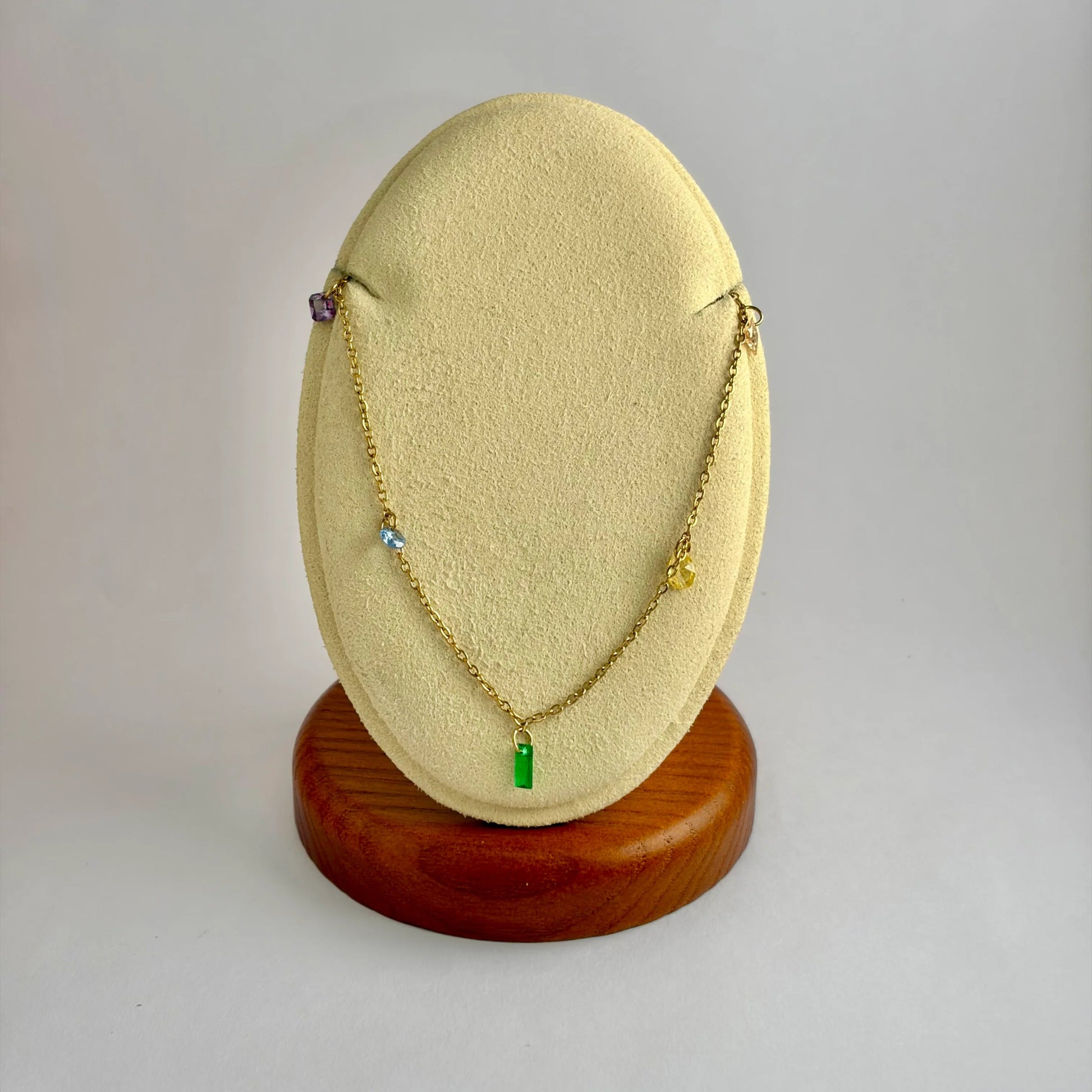 Rainbow Gemstone Charm Necklace - Moonflower