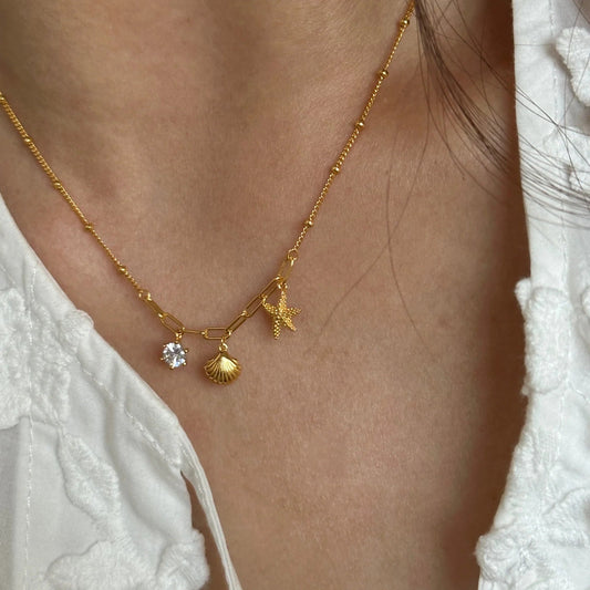 Seashell Charm Necklace - Moonflower