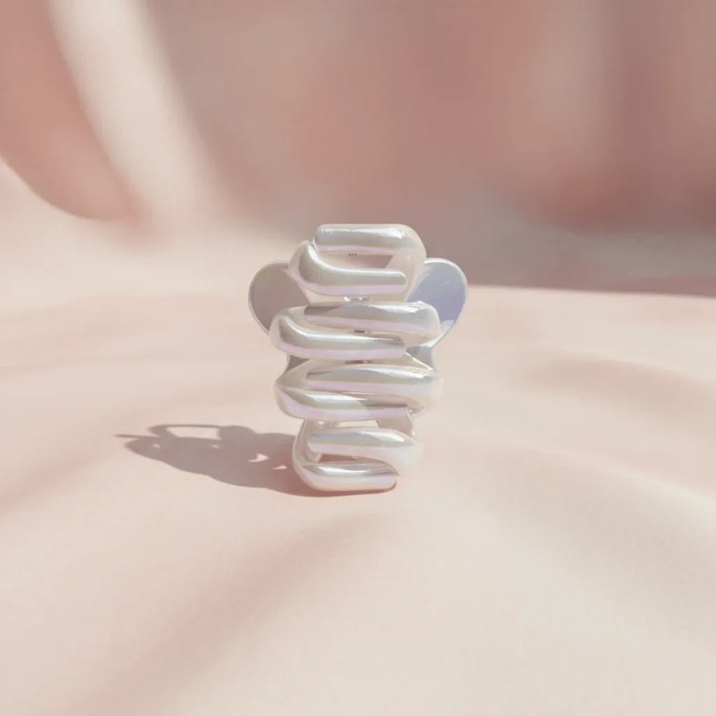 Small Spiral Iridescent Hair Claw Clip - Moonflower