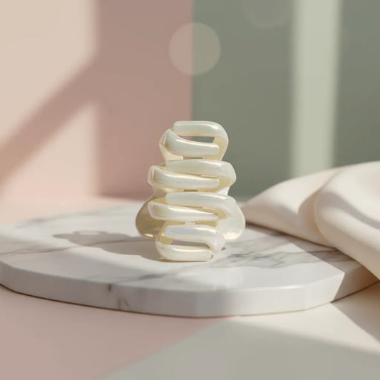 Small Spiral Iridescent Hair Claw Clip - Moonflower