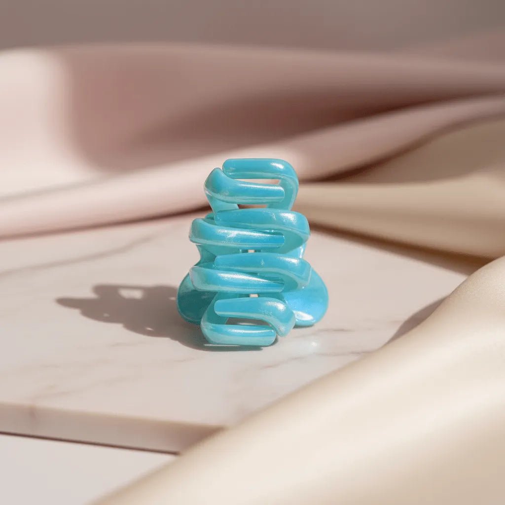 Small Spiral Iridescent Hair Claw Clip - Moonflower