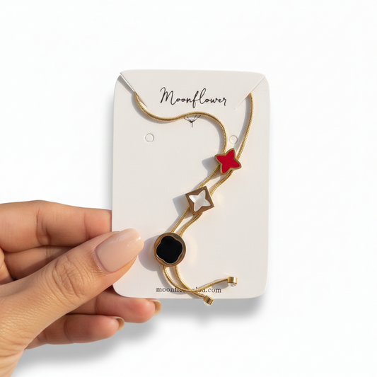 Tricolor Four Leaf Clover Necklace